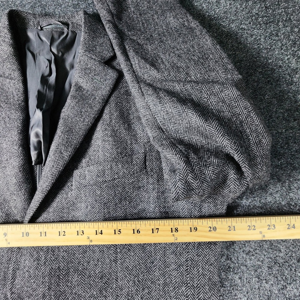 Lauren Ralph Lauren Sport Coat Mens 40L Grey Herringbone 100% Wool Blazer Jacket - Picture 10 of 13